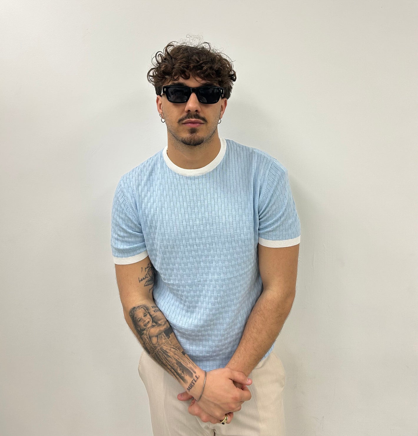 T shirt in filo Girocollo tramata