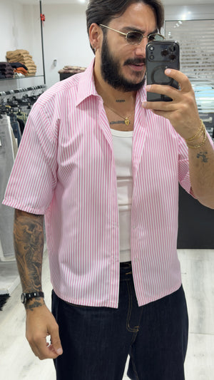 Camicia mezzamanica rigata