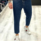 Pantalon palazzo en jean - délavage brut