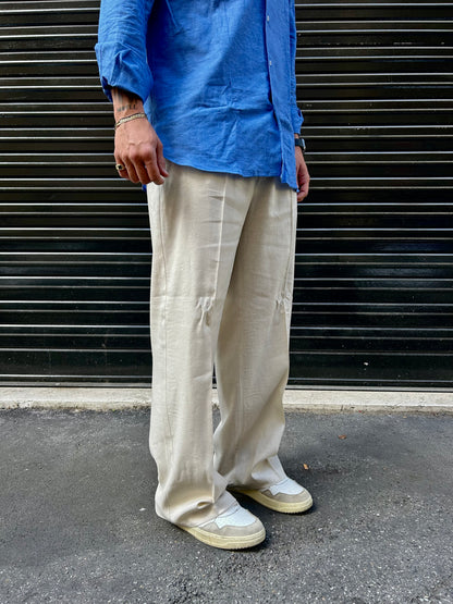 Pantalaccio sartoriale in lino fondo ampio