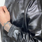 Jacket in pelle anni 80 con collo e cerniera a scomparsa