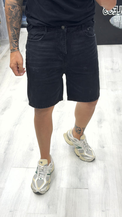 Bermuda jeans Nero sfumato
