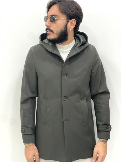 Trench impermeabile tessuto tecnico doppio e interno foderato