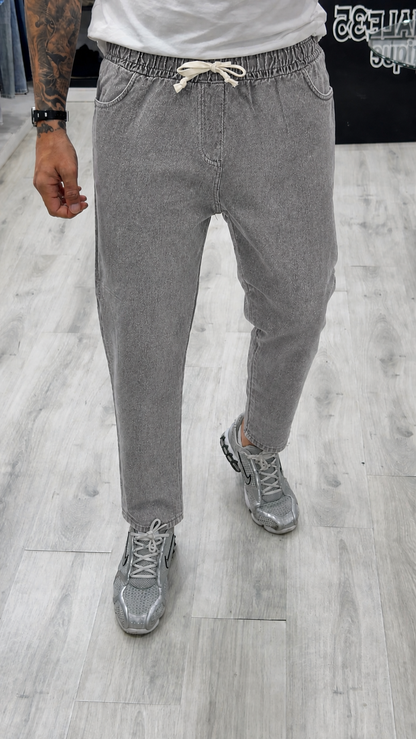 Pantalon palazzo en jean - délavage brut