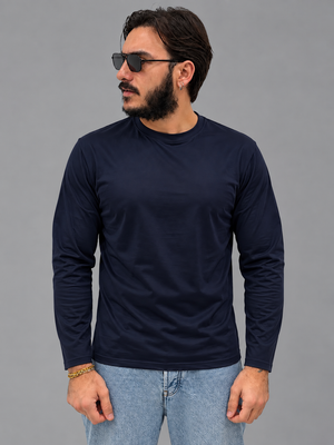 Maglia in cotone modal slimfit manica lunga