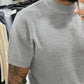 T shirt a costine mezzo collo