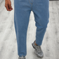 Pantalon palazzo en jean - délavage brut
