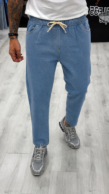 Pantalon palazzo en jean - délavage brut