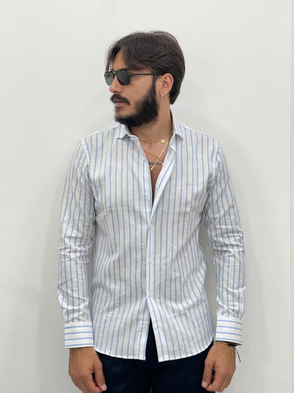 Camisa 100% Lino raya pequeña - México