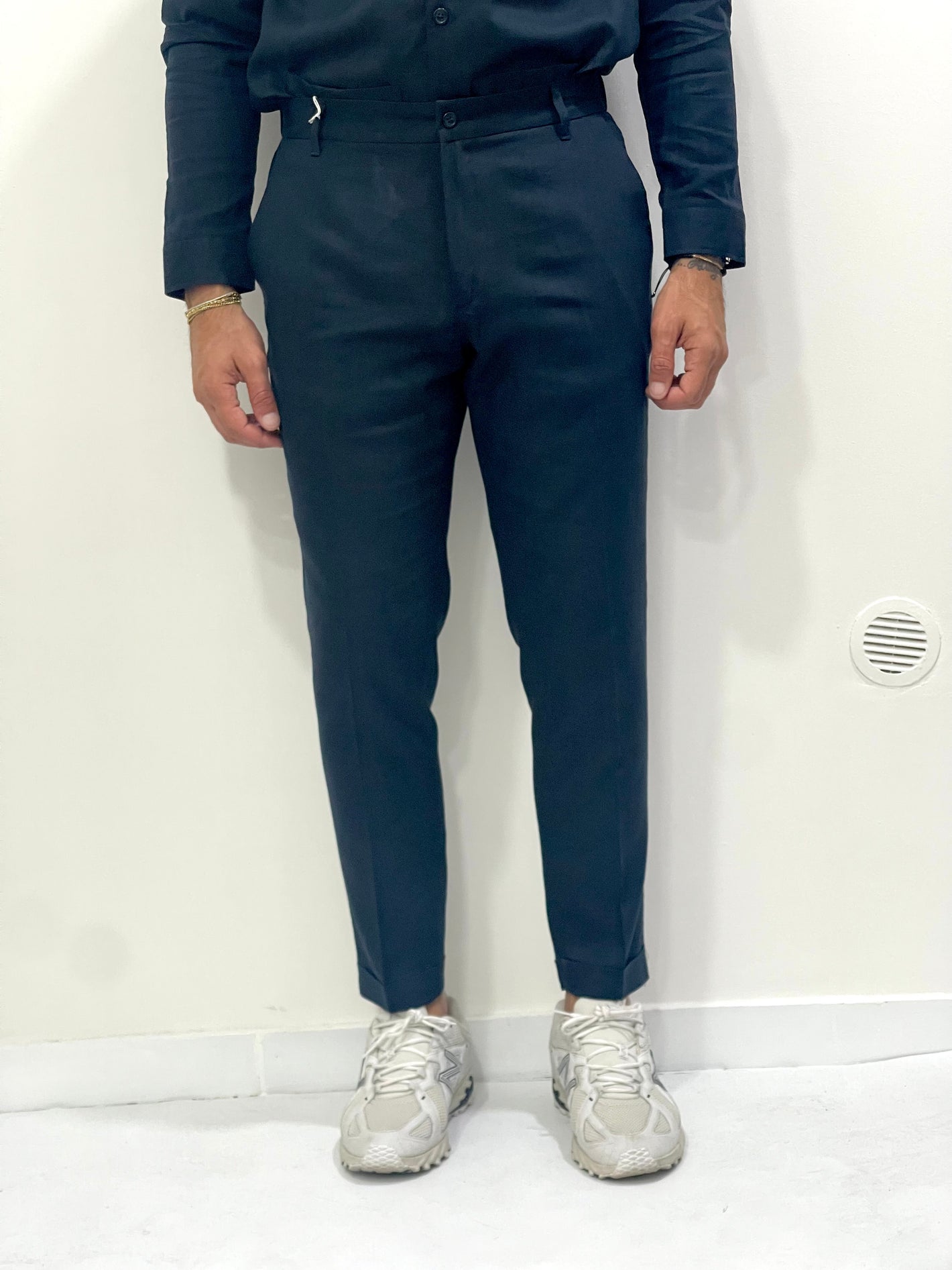 Pantalone 100% Lino con mezzo elastico - Fondo stretto