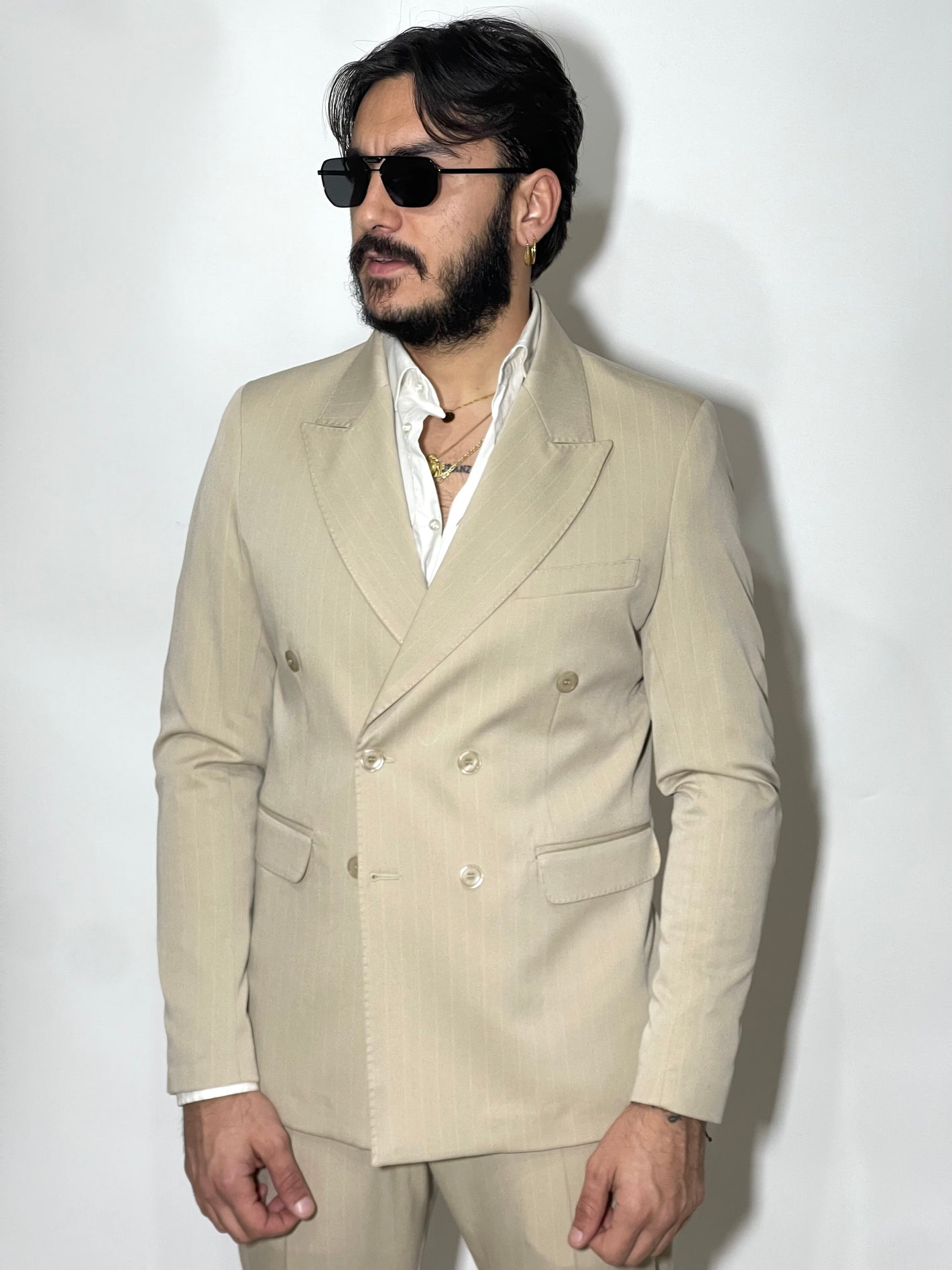 Abito rigato MIAMI - Beige
