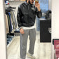 Jacket in pelle anni 80 con collo e cerniera a scomparsa