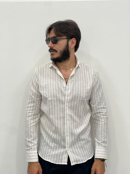 Camisa 100% Lino raya pequeña - México