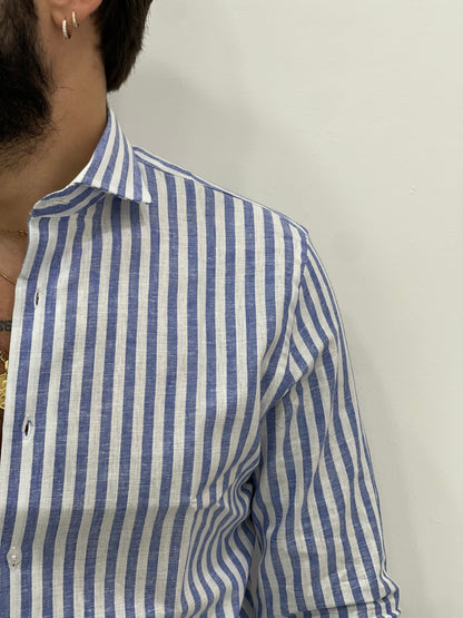 Chemise 100% Lin - Rayures moyennes TULUM