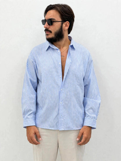 Camicia PATCH riga azzurra