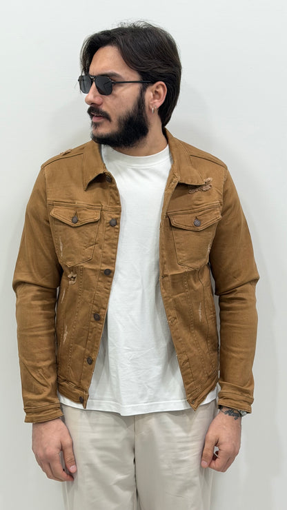 Veste en jean camel