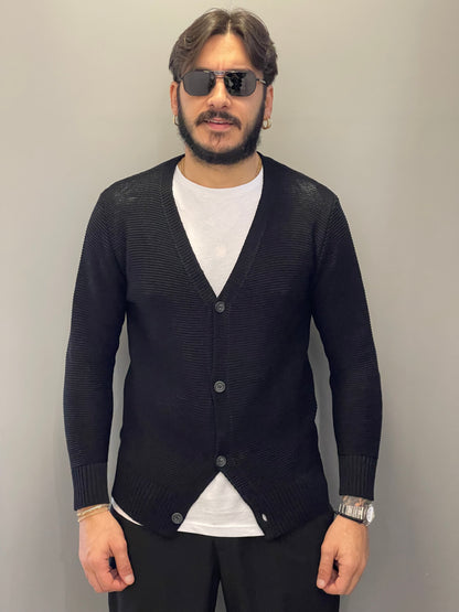 Cardigan in cotone effetto nido d’ape