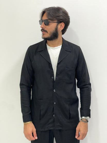 Sahariana in 100% Lino con tasconi