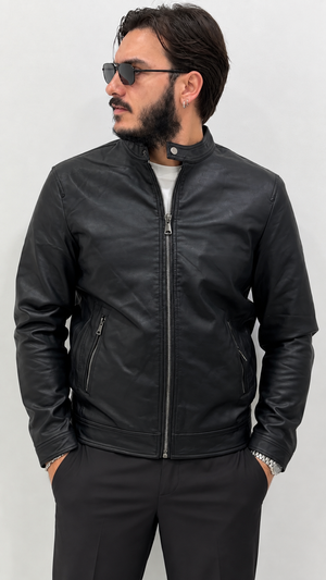 Biker ecopelle - NERO