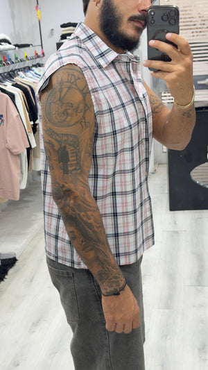 Camicia smanicata a quadri