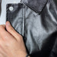 Jacket in pelle anni 80 con collo e cerniera a scomparsa
