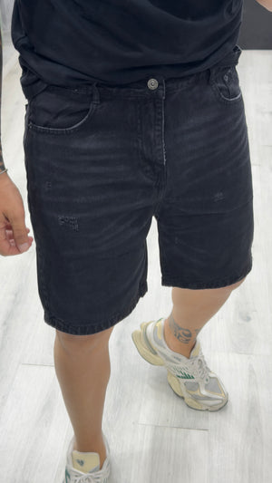 Bermuda jeans Nero sfumato