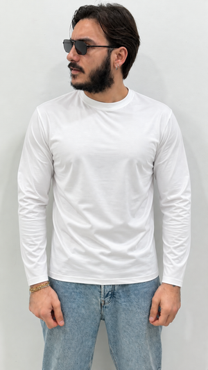 Maglia in cotone modal slimfit manica lunga