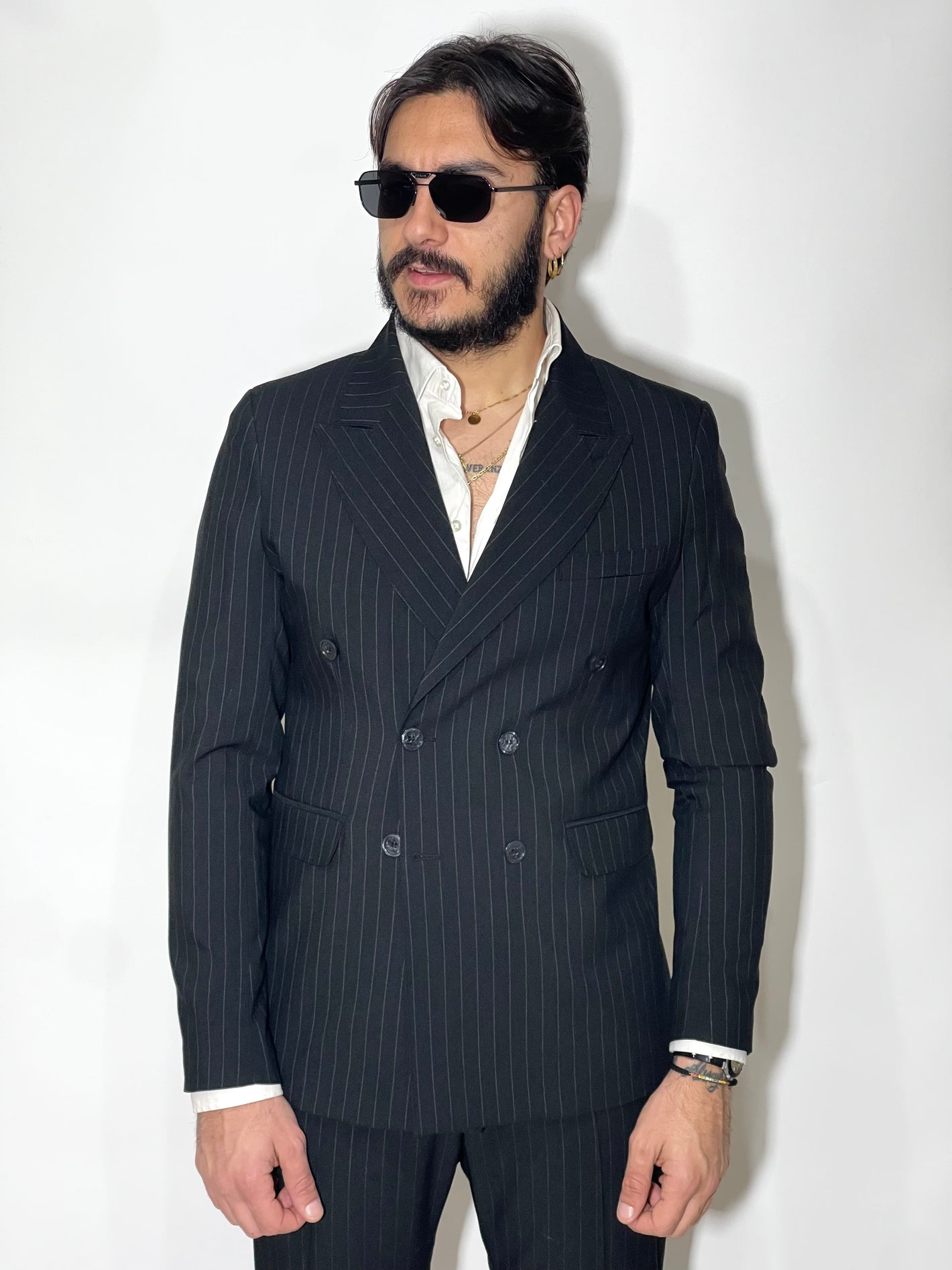 Abito rigato MIAMI - NERO