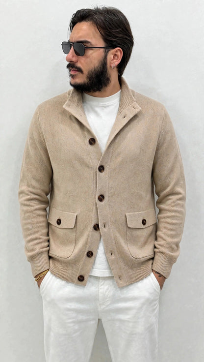 Giacca Cardigan a costine con tasche