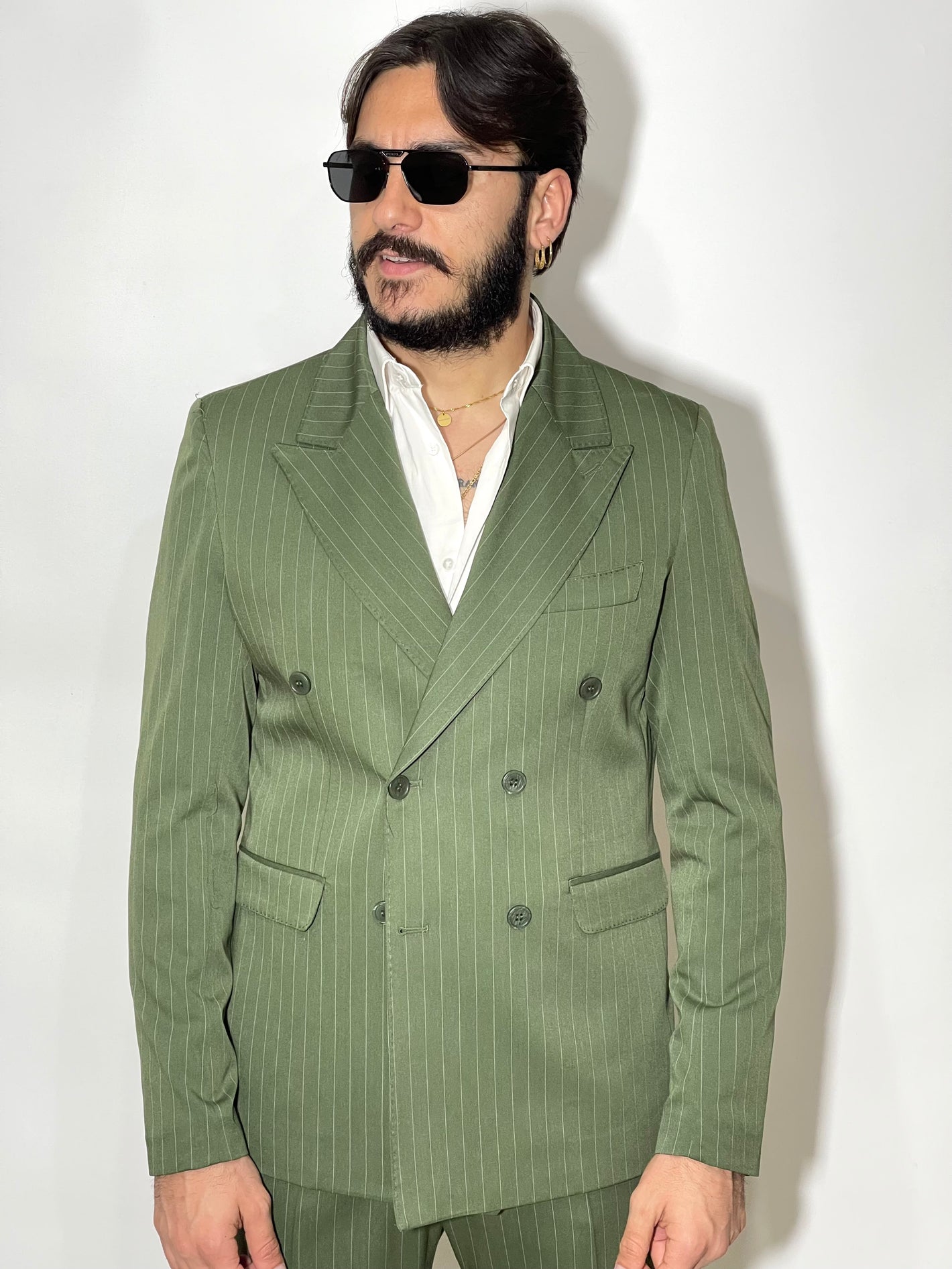 Abito sartoriale doppiopetto Gessato Verde