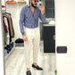 Camicia Sartoriale in 100% cotone italiano- RIGA BLU CAPRI