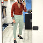 Pantalone sartoriale fascia 5 con risvolto -SALVIA