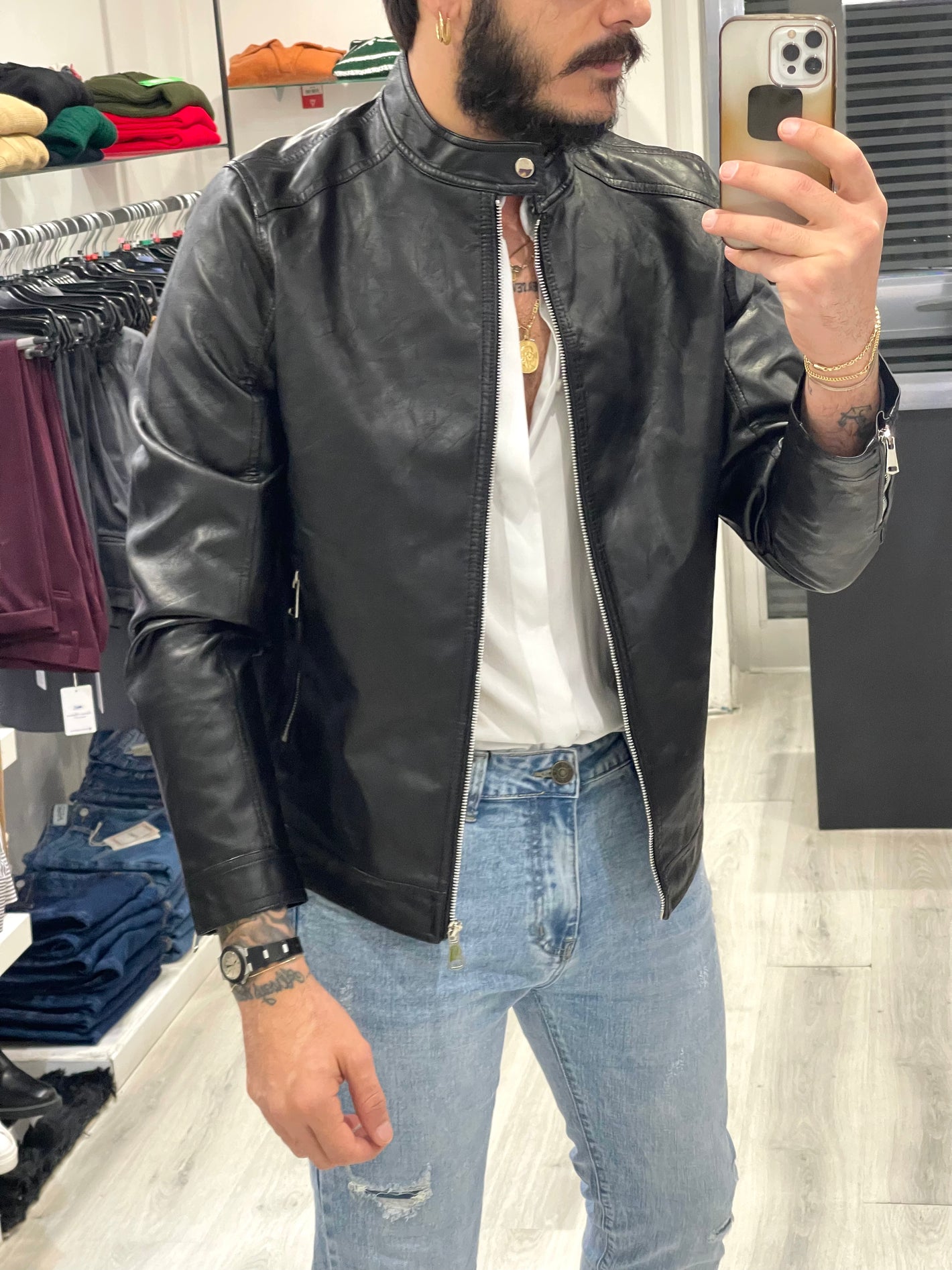 Biker ecopelle - NERO