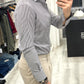 Camicia Sartoriale in 100% cotone italiano- Riga stretta Moro