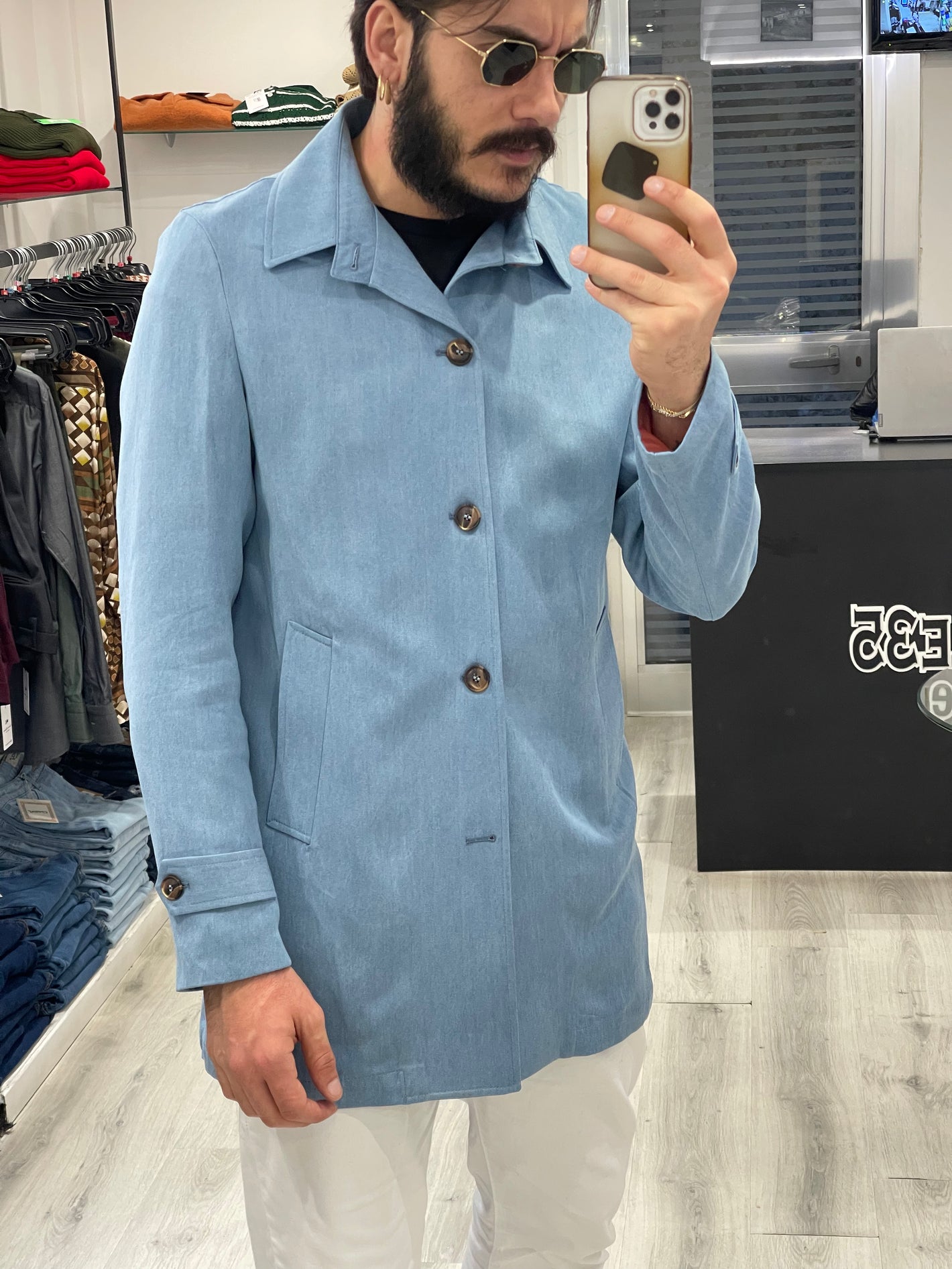 Trench Sartoriale tessuto jeansato chiaro