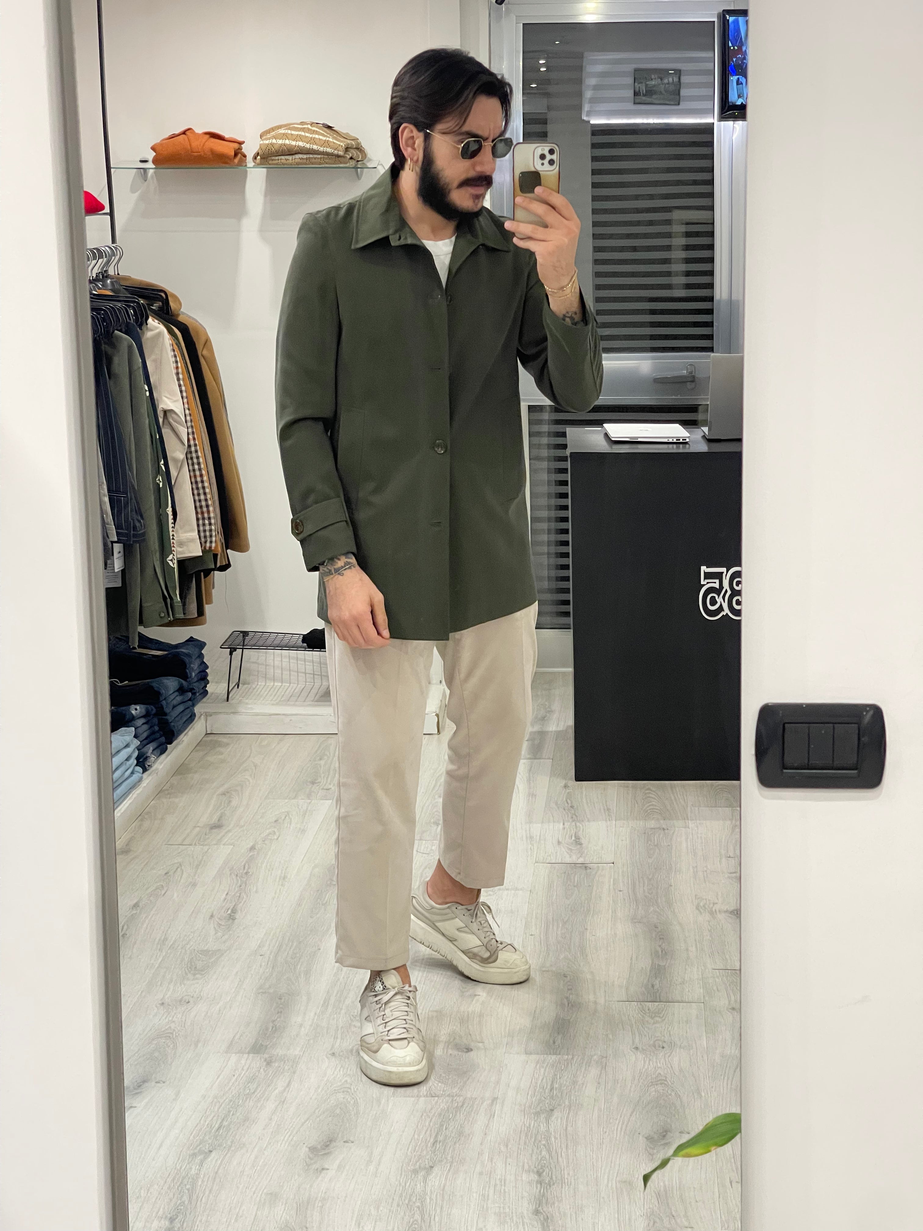 Trench sartoriale in cotone - Verde militare