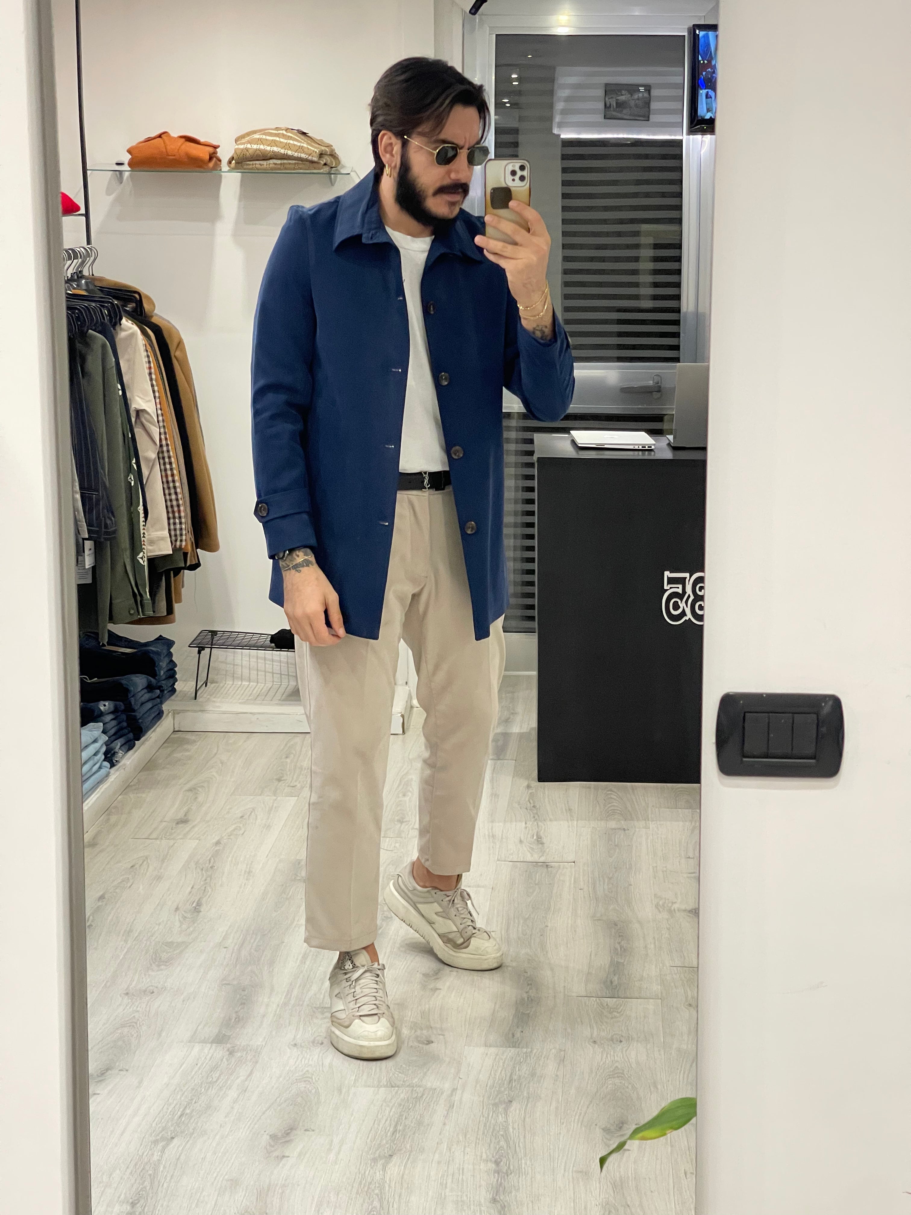 Trench sartoriale in cotone - Blu navy