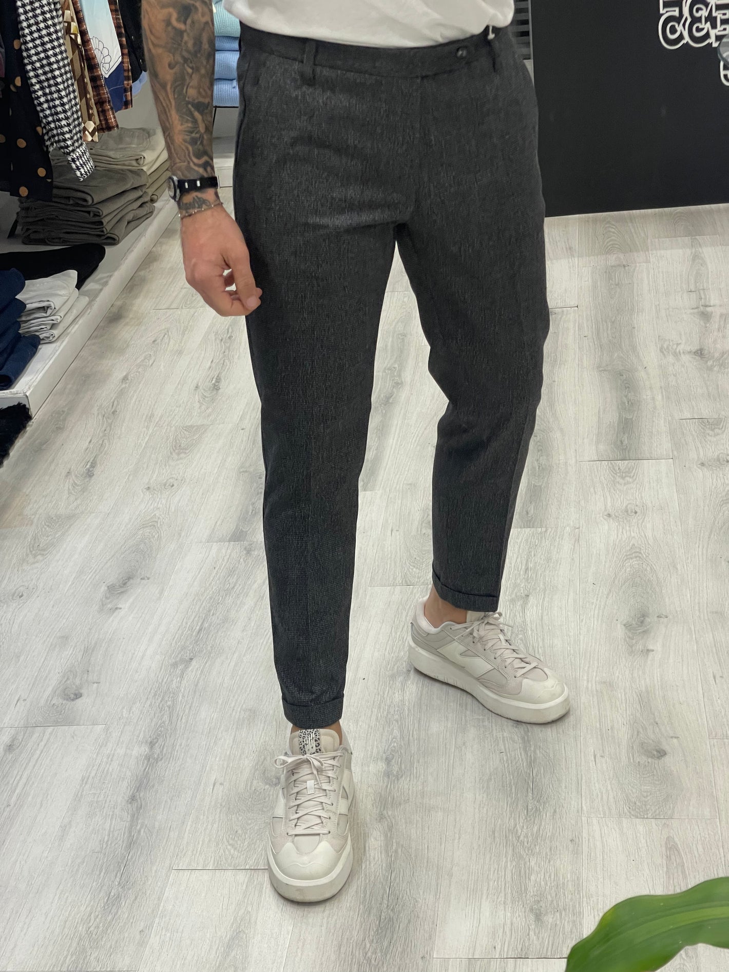 Pantalone sartoriale quadrettato Antracite