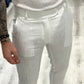 Pantalón 100% Lino Sastrero banda 5 cm - Blanco