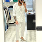 Pantalón 100% Lino Sastrero banda 5 cm - Blanco