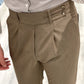 Pantalone sartoriale vita alta BIFORCATO- FANGO