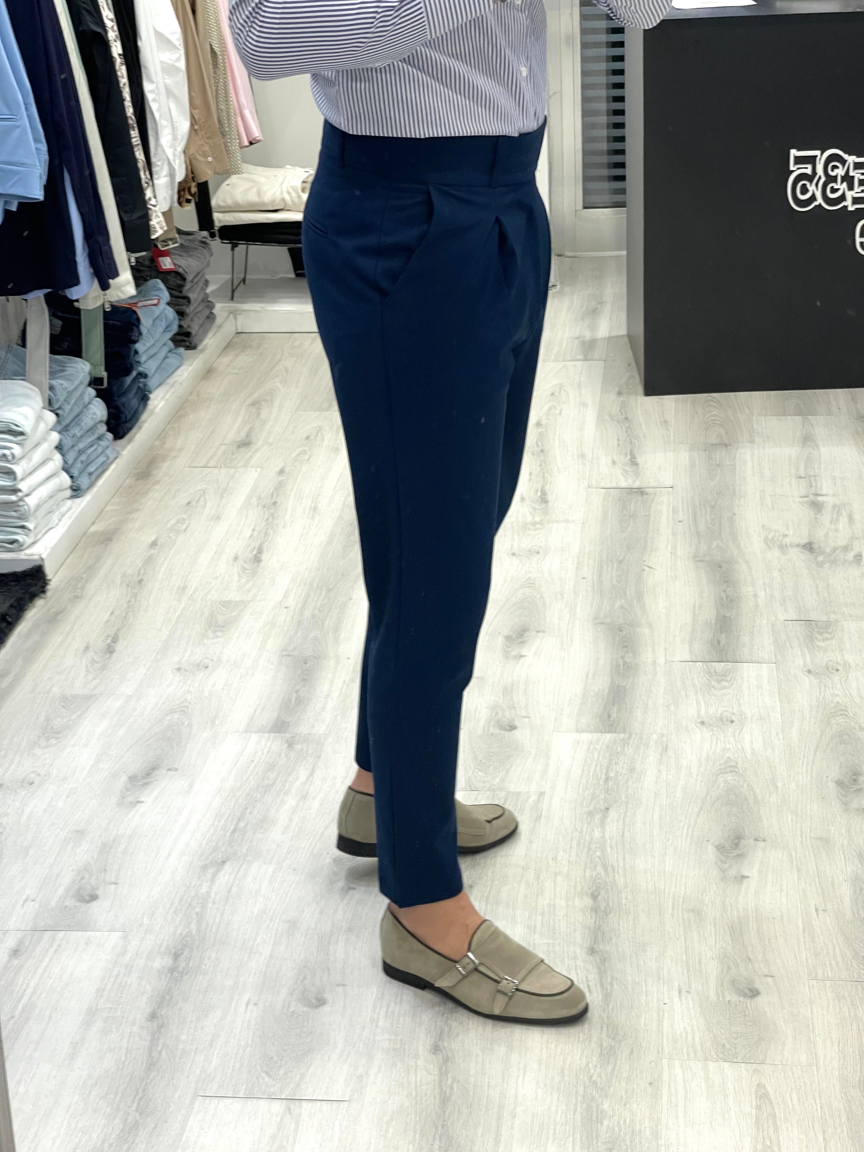 Pantalone sartoriale vita alta BIFORCATO - Blu