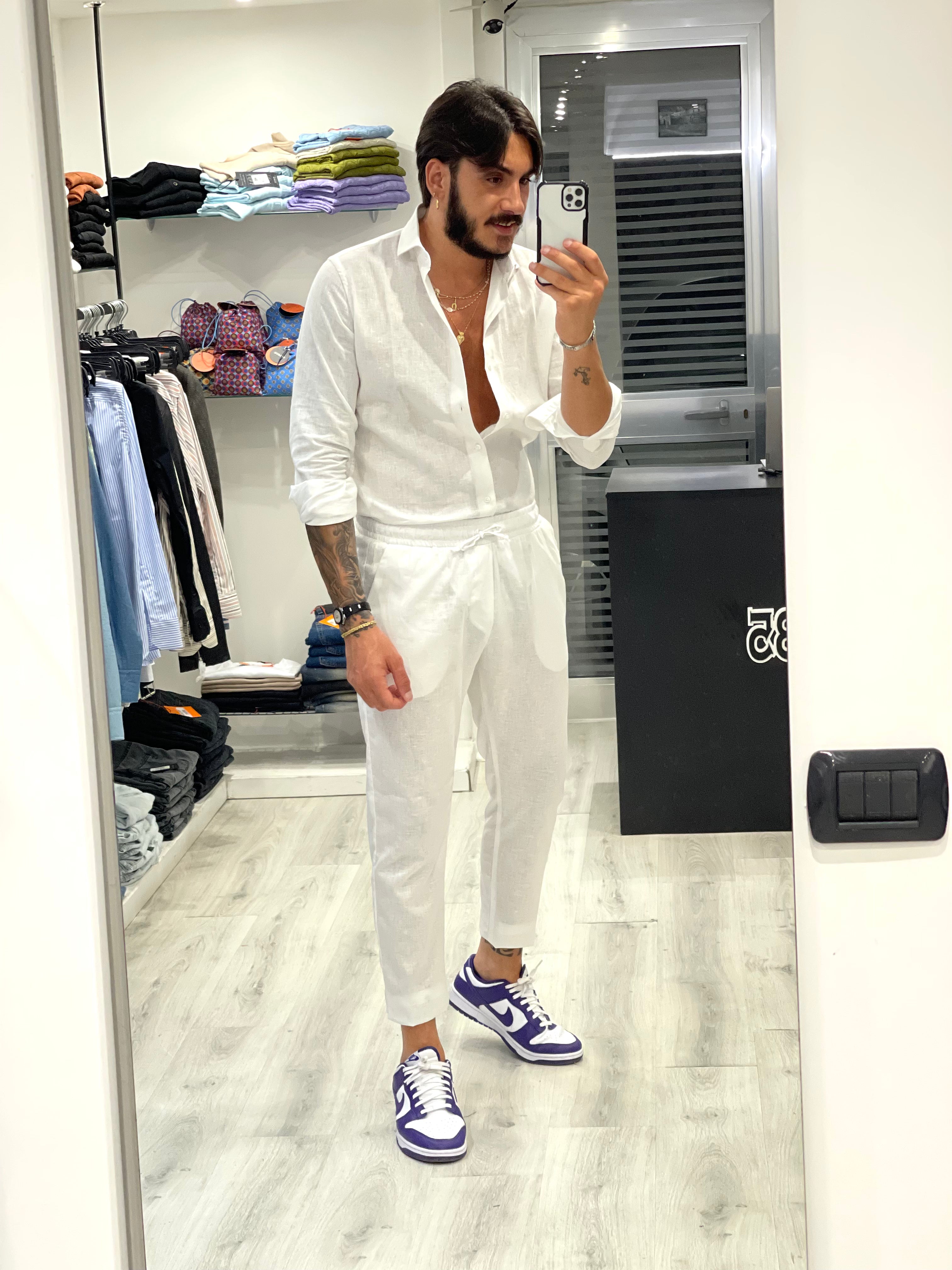 Pantalaccio Sartoriale in 100% Lino - Bianco