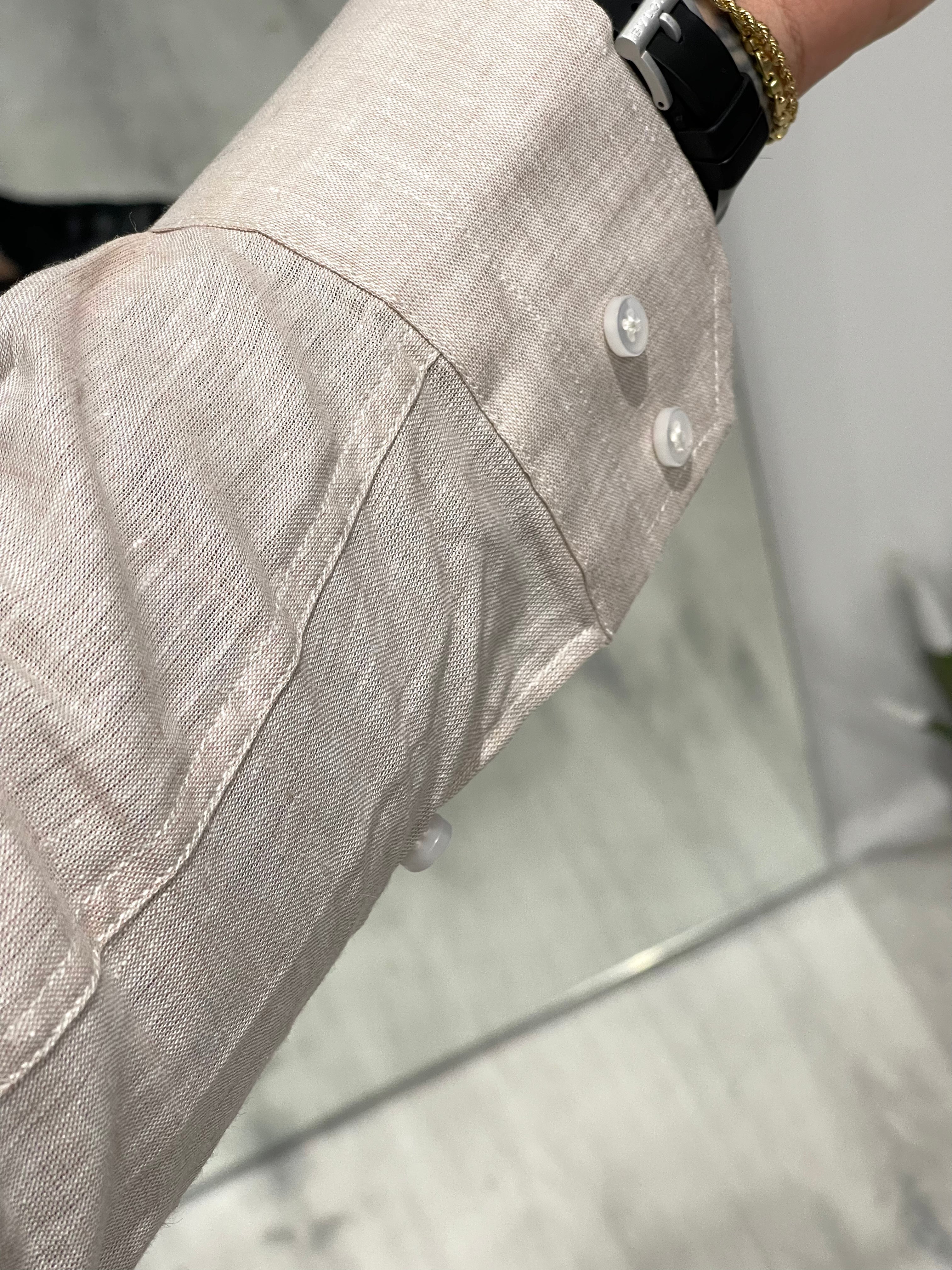 Camicia Sartoriale 100% Lino Beige