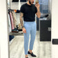 Pantalone sartoriale con fascio e 5 cm - CIELO