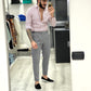 Pantalone sartoriale con doppia fibbia e bottone a tono