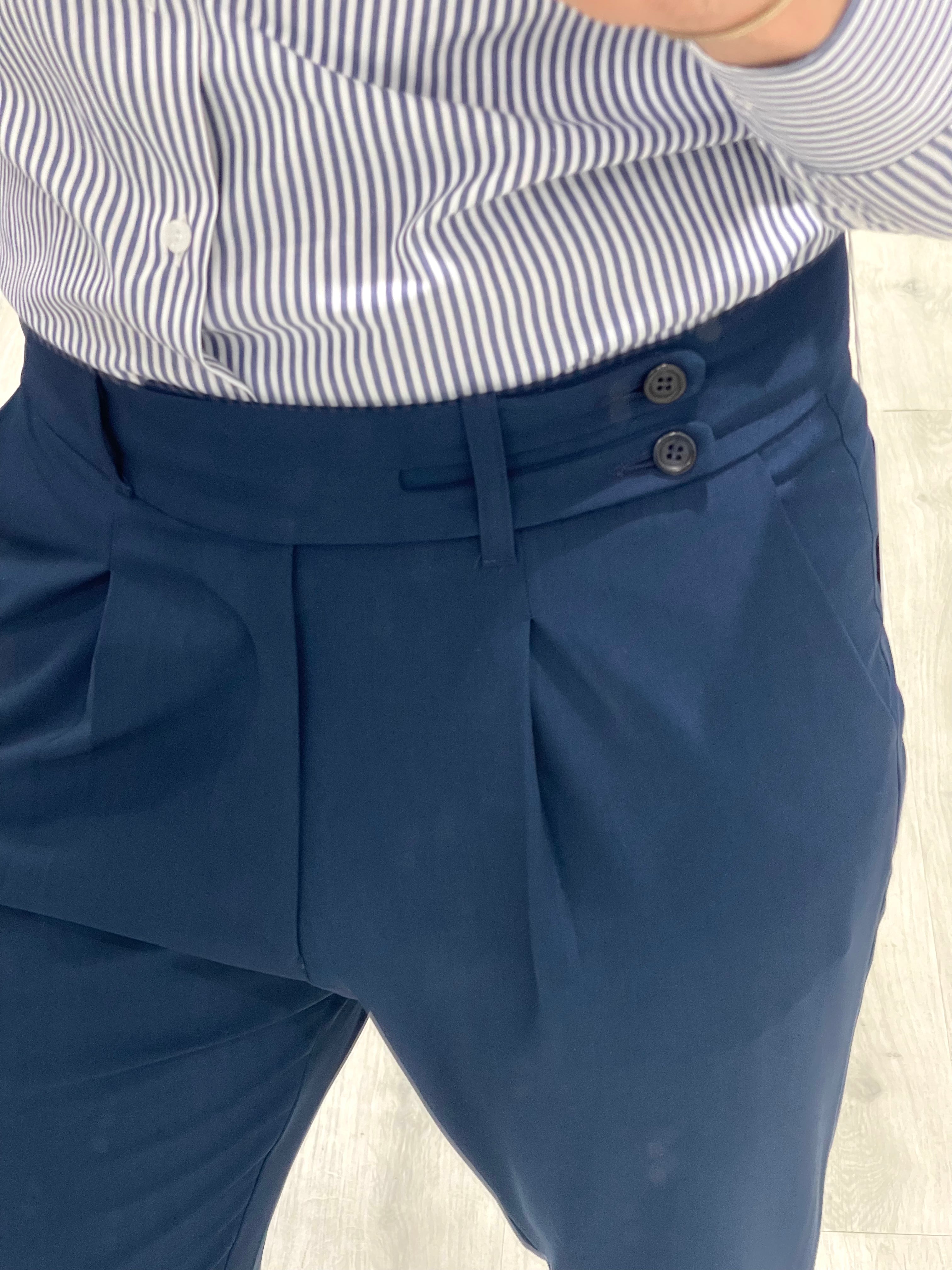 Pantalone sartoriale vita alta BIFORCATO - Blu