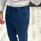 Pantalone sartoriale BLU NOTTE con doppia fibbia e bottone a tono