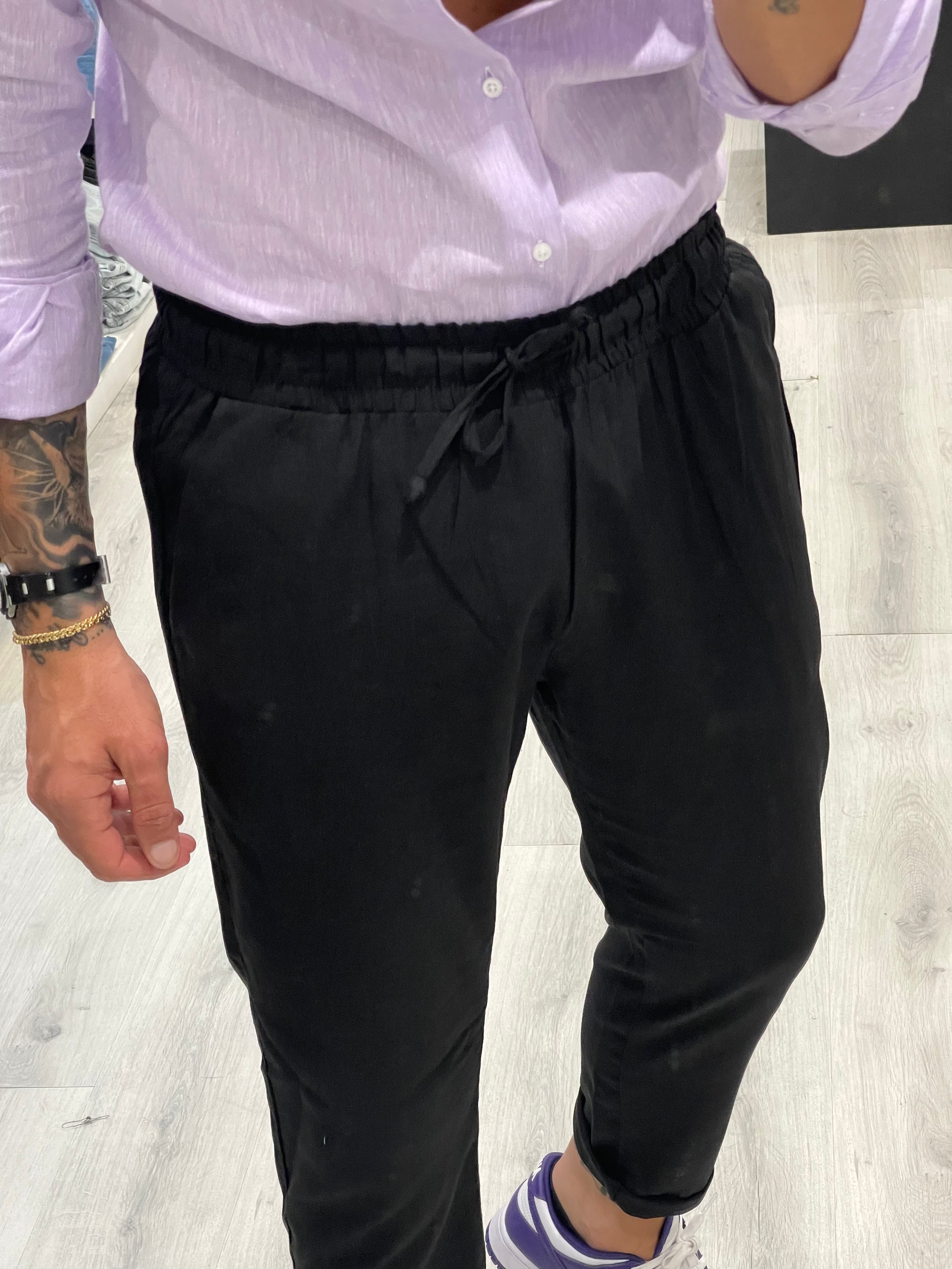 Pantalaccio Sartoriale in 100% Lino Nero