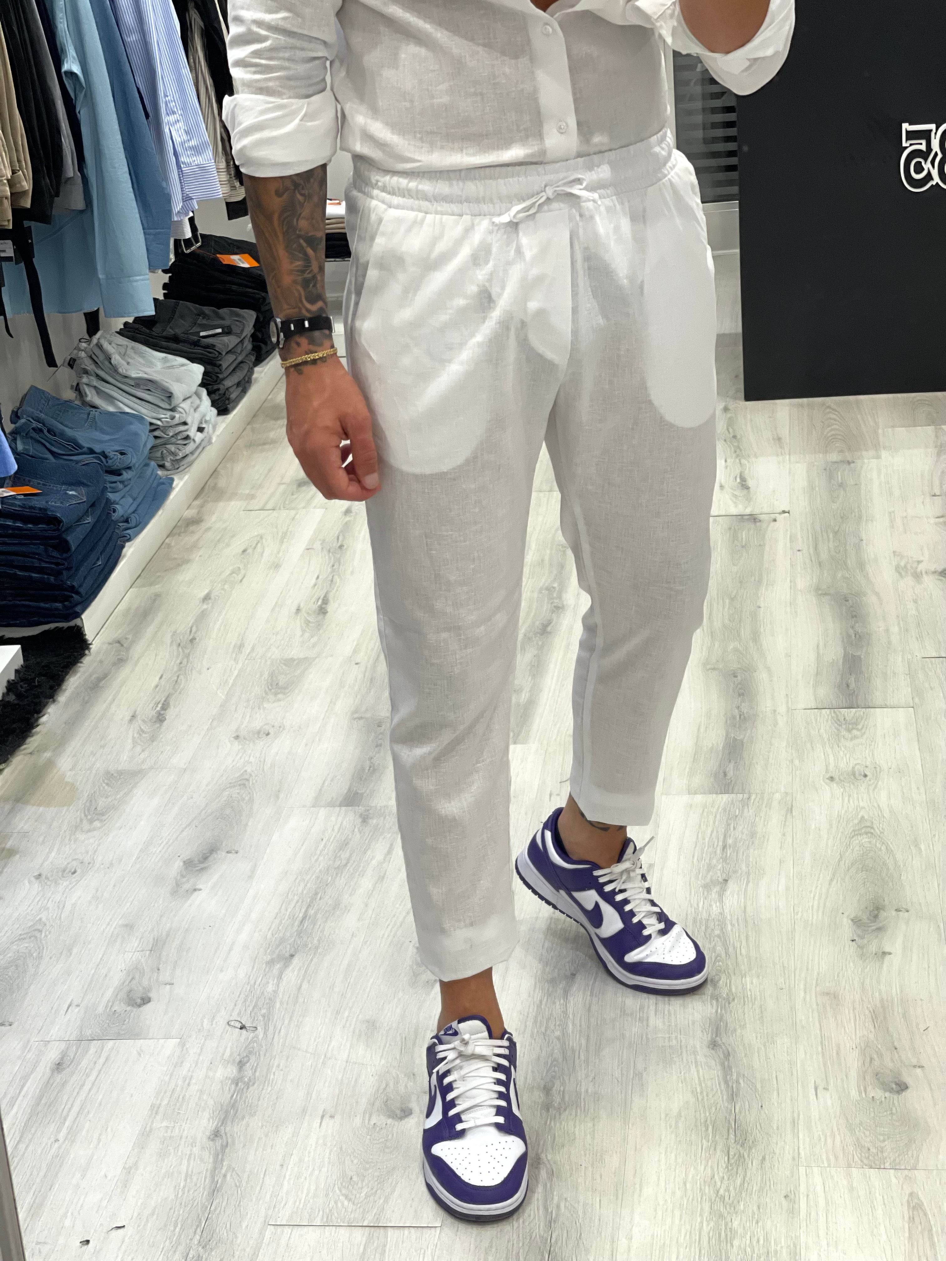 Pantalaccio Sartoriale in 100% Lino - Bianco